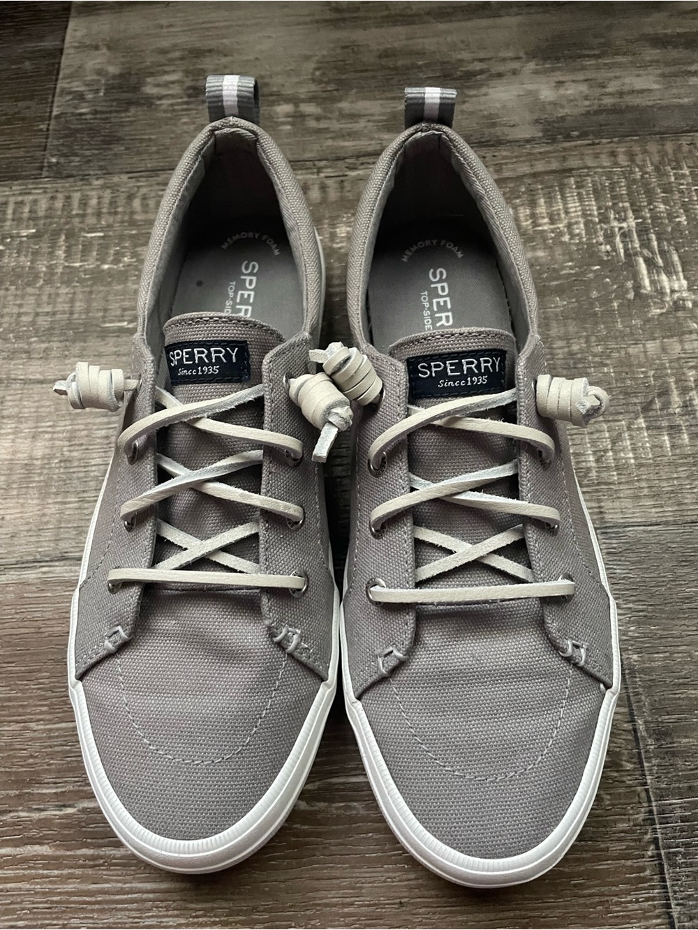 Sperry Grey Canvas Lace-Up Women’s Sneakers